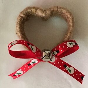 Rustic Heart Ornament with Snowman Bow